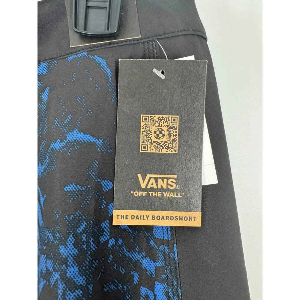 Vans MTE Daily Sideline Boardshorts Mens 30 Black Blue Tonal Checkerboard 19